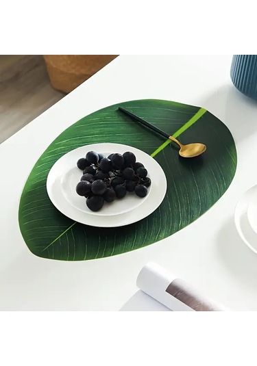 Willowhaven 4 Adet Yaprak Desenli Dayanıklı Ve Silinebilir Süs Ve Servis Altlığı Seti Yeşil Yeşil