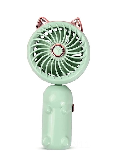 Hfambition Yeşil Mini Usb Şarjlı Katlanabilir El Fani - Zeeful Kedi Kulaklı Taşınabilir Soğutucu