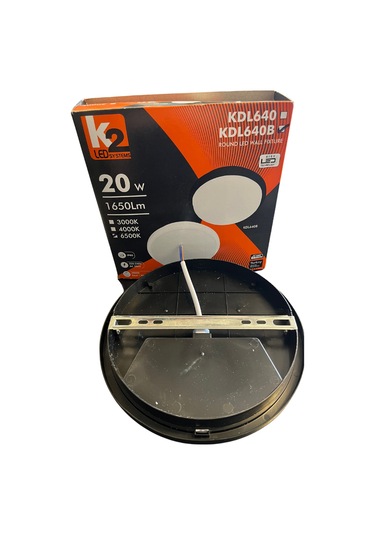 K2 - Kdl640b Merkür Led Aplik 20w Siyah Kasa Beyaz Işık Beyaz