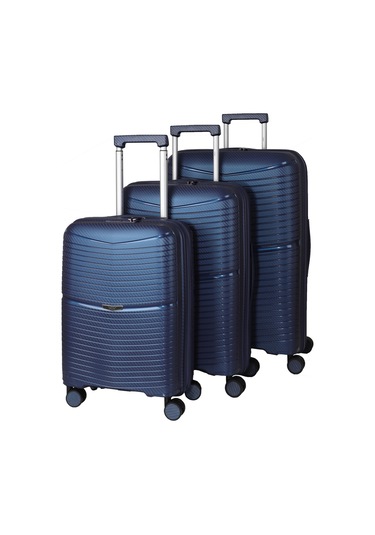 Baggaj V2520 Pp Super Lıght Valiz Black Set Lıght Blue