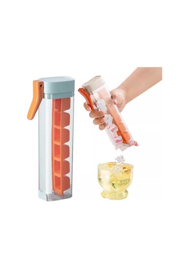 Jeehugo 6 Hücreli Tek Elle Basma Buzluk, Ev Kullanıma Uygun, Yiyecek Grubu Pc+pp, Spill Koruyucu Kapaklı, Buzları Kolay Çıkar, Turuncu, 1 Adet Çok Renkli