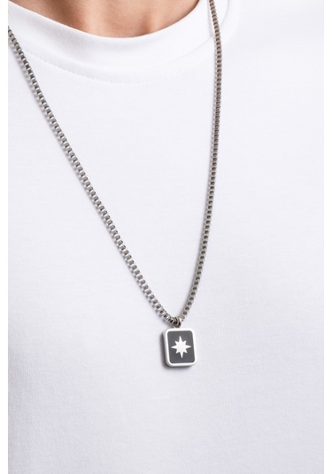 So Chic Yol Gösterici Çelik Erkek Kolye