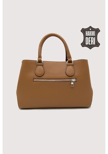 Hakiki Deri Taba Kadın Kol Çantası Uzun Askılı Smr7666 Taba