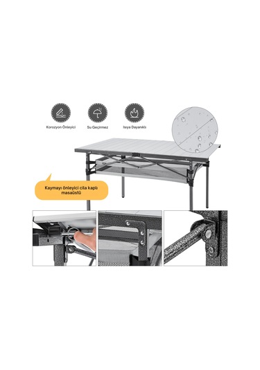 Kingcamp Granite Plus Xxl Alüminyum Katlanır Kamp Masası Silver Gri