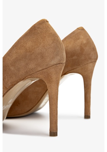 Valmenti Kadın Hakiki Deri Taba Süet Topuklu Ayakkabı 1074 2031 Bn Ayk Y25 Taba Suet Taba Süet