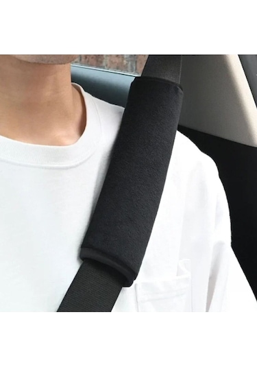 Voleur Kumaş Siyah Araç Emniyet Koltuk Kemer Kılıfı & Ped 2 Adet Yumuşak Kumaş