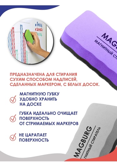 Magburg Manyetik Tahta Yazı Silgisi Süngeri 2 Adet 399089206
