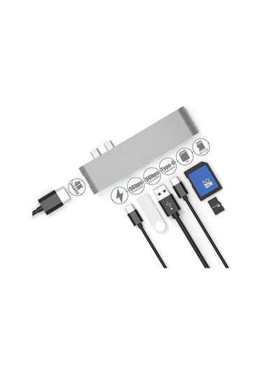Ucouso Usb-C Hub Hdmı 4K Usb 3.0X2 Şarj Sd Msd Thunderbolt 3