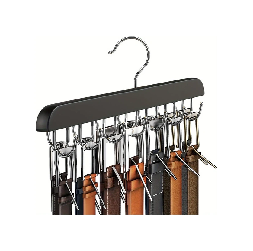 Chuangyinshop Siyah 14 Kancalı Ahşam Askılık, Kravat Atkı Kemik İçin Çok Amaçlı Düzenleyici Siyah