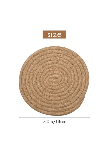 Ulzyvf Yuvarlak Sıcak Set Servisi Sarı-kahverengi Örgülü Kalın Isıya İnç Dayanıklı Amerikan Altlıklar 7 6'lı Lx Sarı - Kahverengi