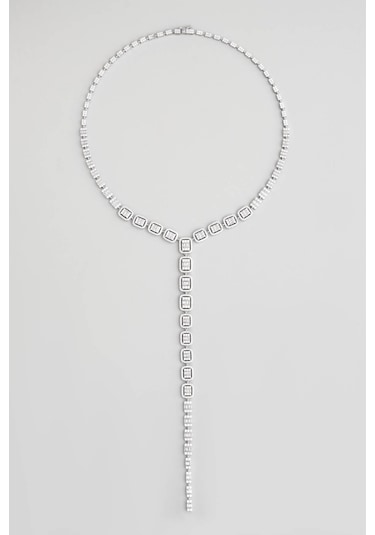 Baget Rüzgarı 18 Ayar Beyaz Altın Kaplama Gümüş Gerdanlık Beyaz