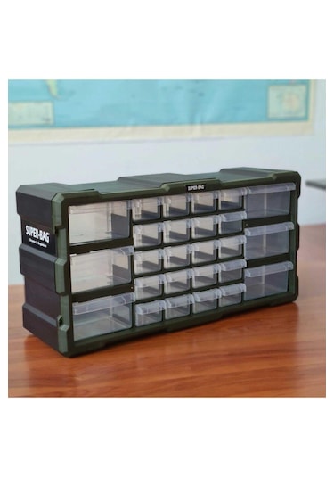 Asrın Super Bag Monoblok Çekmeceli Vida Boncuk Kutusu Organizer 26 Çekmece Vida Hobi Takım Çantası Sarı Asr6004 Monoblok