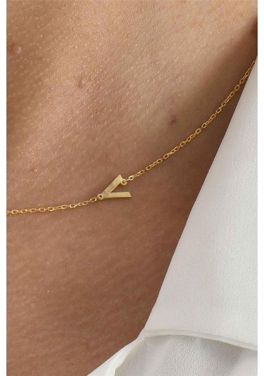 Minamis Silver 925 Ayar Gümüş V Harfi Köprücük Kolye-2324