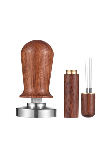 Xiyyadms Profesyonel 51mm Espresso Tamper - 304 Paslanmaz Çelik Tabanlı, Ahşap Saplı, 35lb Basınçlı Barista Seti