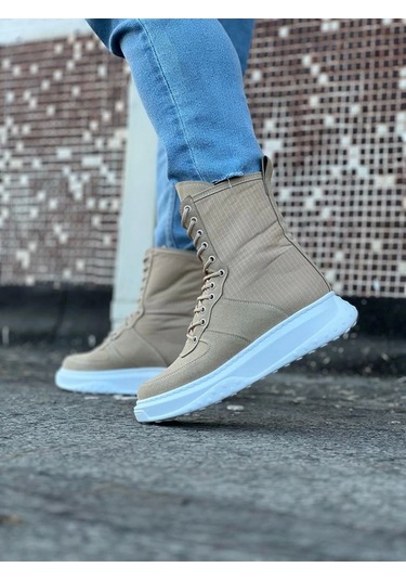 Wagoon Wg012 Bej Süet Uzun Bağcıklı Bot Çok Renkli