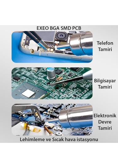 Exeo Havya Sıcak Hava Üflemeli Havya İstasyonu Lehim Makinesi