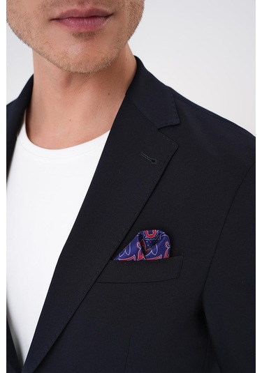 Comfort Fit Mono Yaka Torba Cep Casual Lacivert Ceket C 707 Lacivert