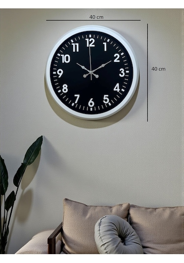 White Pure Contrast 40 Cm Metal Duvar Saati