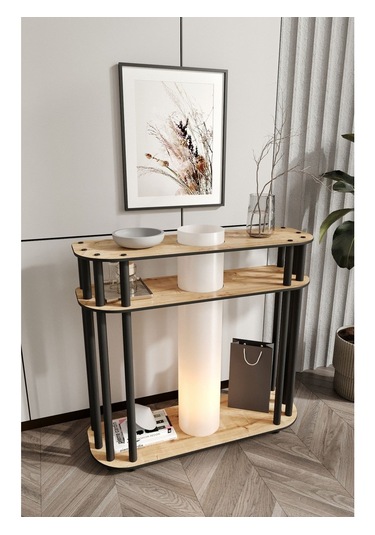 Ravilo Cruise Dresuar Dekoratif Raflı Lambader Meşe