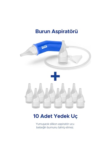 Bebek Burun Aspiratörü Ve 10 Adet Yedek Uç - Burun Temizleme Aspiratör Seti