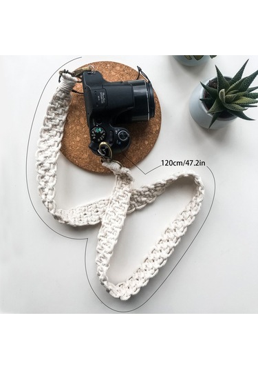120cm El Dokuma Kamera Askısı Bohem Tarzı Çanta Omuz Askısı Çapraz Askı İpi - Siyah