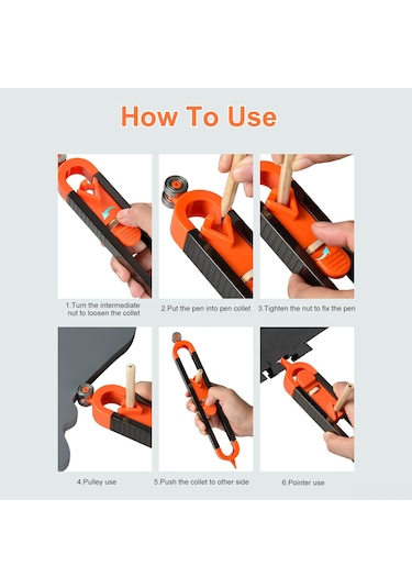 Neevoyu Ahşap İçin Kilitlebilir Kontur Ölçer - Düzensiz Eğim Ve Profil Alıcı - Abs+metal Malzeme