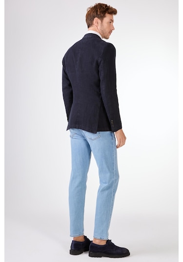 Dufy Lacivert Mono Yaka Slim Fit Erkek Ceket Lacivert