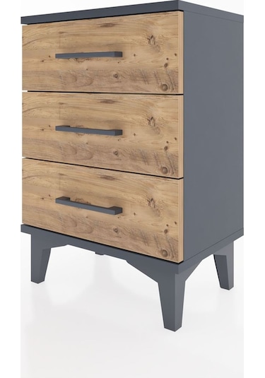 Arges Komodin 3 Çekmeceli 44x30x64 Antrasit-çam Antrasit