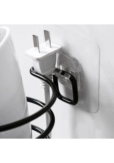 Alper Banyo Siyah Güçlü Yapışkanlı Fön Makinesi Askısı Fön Makinesi Tutucu Siyah