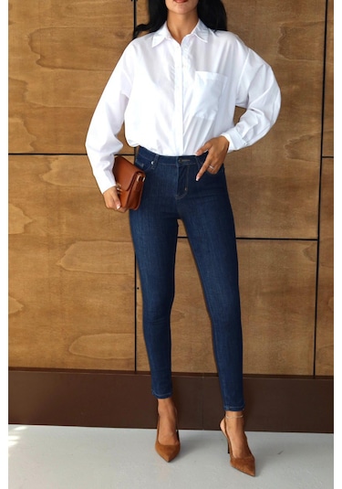 Lacarino 7278 Mira Kadın Jean Pantolon Dark Blue