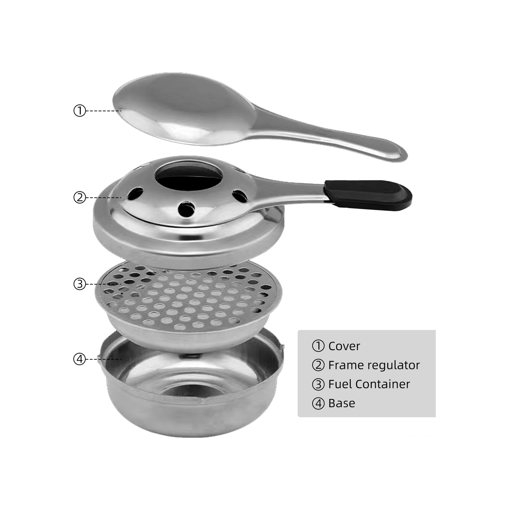 Konesam 2'li Mini Alkol Ocağı - Çelik Yapı, Isıtıcı Fonksiyonu, Ev/doğa Kullanıma Uygun, 16cm, Anti-parçala Kollü Gümüş