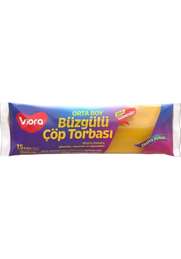 Viora Vrp-140 Büzgülü Çöp Torbası Orta Boy 55 x 60 CM 15 Adet