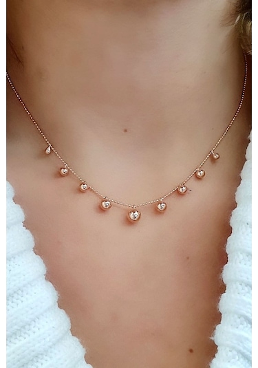 925 Ayar Gümüş Rose Trend Kolye