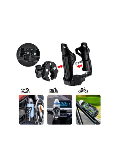 Bisiklet Su Şişesi Tutucu Dönebilir Motosiklet Içecek Yb24981-3 Siyah Siyah