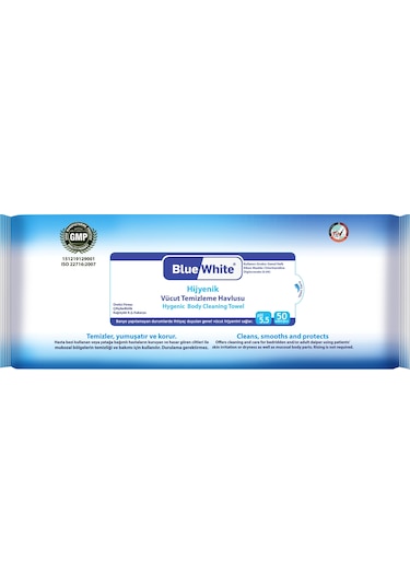 Blue White Vücut Temizleme Havlusu 50 Adet