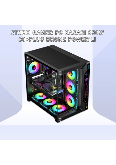 Gameagle STORMLPM Storm 7 Argb Fanlı Gamer Bilgisayar Kasası 850w 80+ Plus Bronz Power'lı Siyah