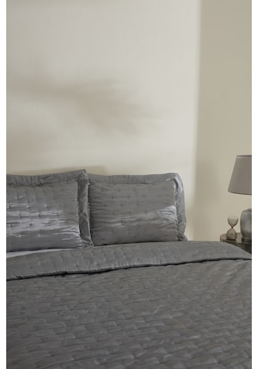 Karaca Home Glamour Çift Kişilik Yatak Örtüsü Gri Gri