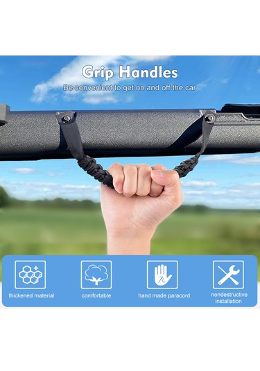 Monyee Ford Bronco Ve Jeep Wrangler İçin Siyah Örgü Kordon El Tutucu, 350 Lb Dayanıklı, Acil Durum Güvenlik Kordonu, 2 Adet