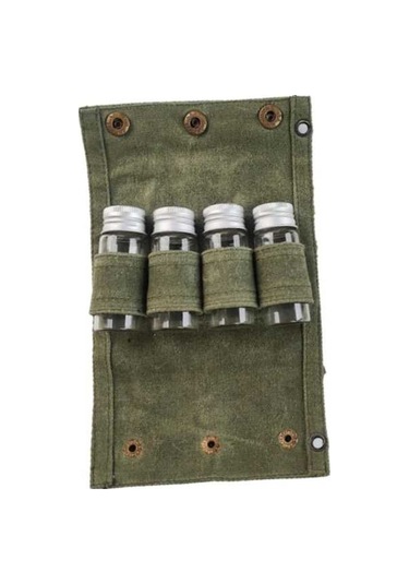 Pazly Kamp Baharat Kutusu Seti - Cam Kavanozlar, Koyu Yeşil Renk Koyu Yeşil