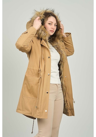 Veger Kadın Kapüşonlu Kaban 4223132 Camel