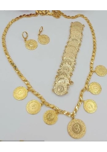 Altın Kaplama 60 Cm Halep Arpa Zincir Ceyrek ve Yarım Altınlı Ü Altın