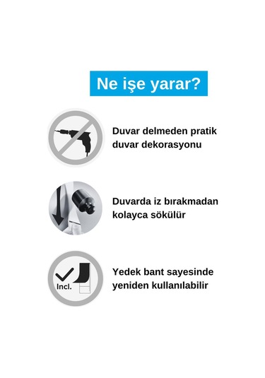 Yapışkan Şerit Yedek Bantlar, İz Bırakmadan Sökülebilir, Duvar Ve Duvar Kağıdı İçin, 1kg X 6 Adet