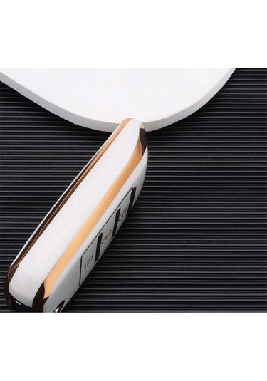 Lüx Kia Sorento Sportage Picanto Uyumlu Cerato Soul Rio Ceed 3 Buton Anahtar Kılıfı Beyaz Gold Renk