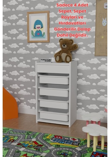 Oyuncak Sepeti Oyuncak Dolabı Sepeti, Rayları Ve Vidaları Beyaz