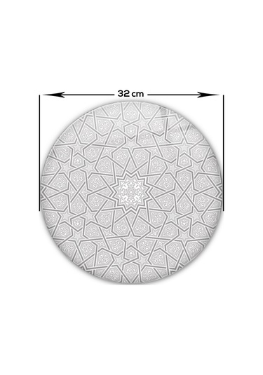 Selçuklu Motifi Desenli Cam Kesme Tahtası Çap32cm