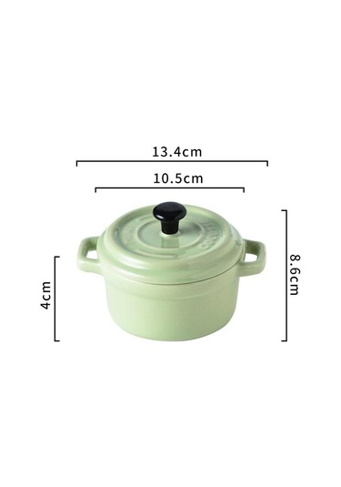 200ml Seramik Kahvaltı Kasesi Kapaklı Ramekinler Fırına Uygun Krem Brulee, Mini Güveç Sufle Kapağı Ve Fransız Soğan Çorbası İçin Sap Yeşil