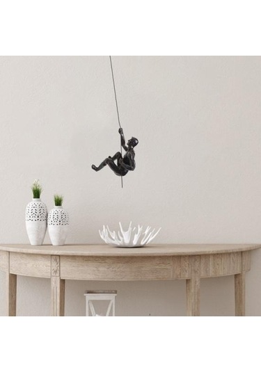 Siyah Sanatsal Gerçekçi Görünüm Heykeli Retro Narin Zanaat Kaya Tırmanıcısı Amerikan Tırmanıcı Reçine Kolye B