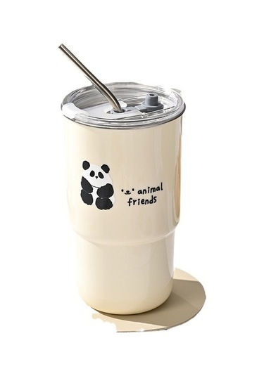 Pazly Panda Kapaklıpaslanmazçelik Hasır Fincan Büyük Beyaz Beyaz Bardak Aurora Zl Beyaz