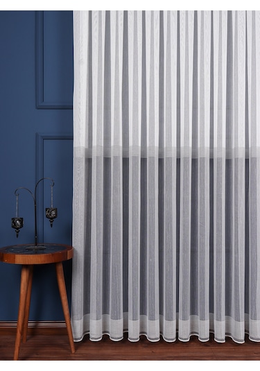 Hilal Renk Geçişli Bantlı Tül Perde / Ölçünüze Özel Dikim