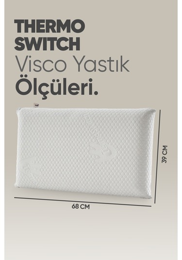 Isı Kontrol Yastığı Termoswıtch Ortopedik Düz Uzun Boy Visko Yastık -termal Isı Dengeleyici Yastık Beyaz